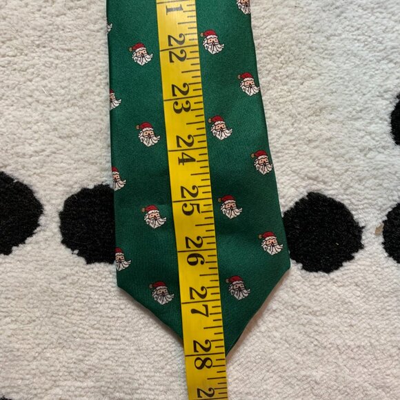 Vintage Christmas Tie Green Silk Daks NY Santa Xmas Classic Necktie USA Made - Picture 8 of 8